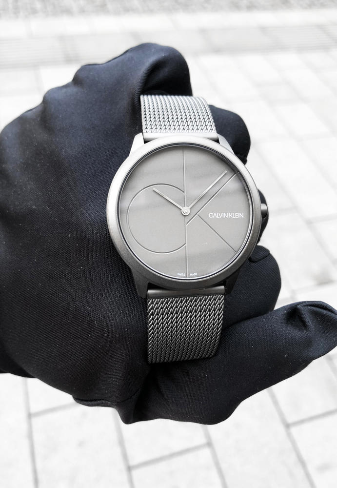  Shop Authentic Calvin Klein Minimal Grey Dial Grey Mesh Bracelet Watch for Men - K3M517P4 - Luxxuri