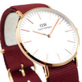  Shop Authentic Daniel Wellington Classic Roselyn White Dial Maroon Nylon Strap Watch For Women - DW00100267 - Luxxuri