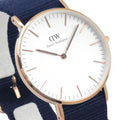  Shop Authentic Daniel Wellington Classic Bayswater White Dial Navy Blue NATO Strap Watch For Women - DW00100279 - Luxxuri