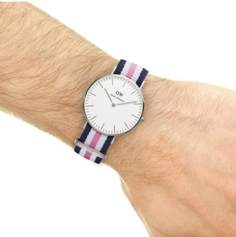  Shop Authentic Daniel Wellington Classic Southampton White Dial Three Tone Nylon Strap Watch For Women - DW00100050 - Luxxuri