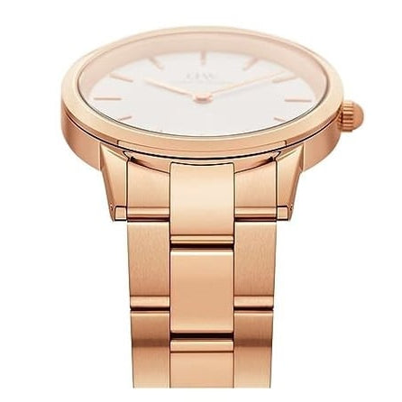  Shop Authentic Daniel Wellington Iconic Link White Dial Rose Gold Steel Strap Watch For Women - DW00100209 - Luxxuri