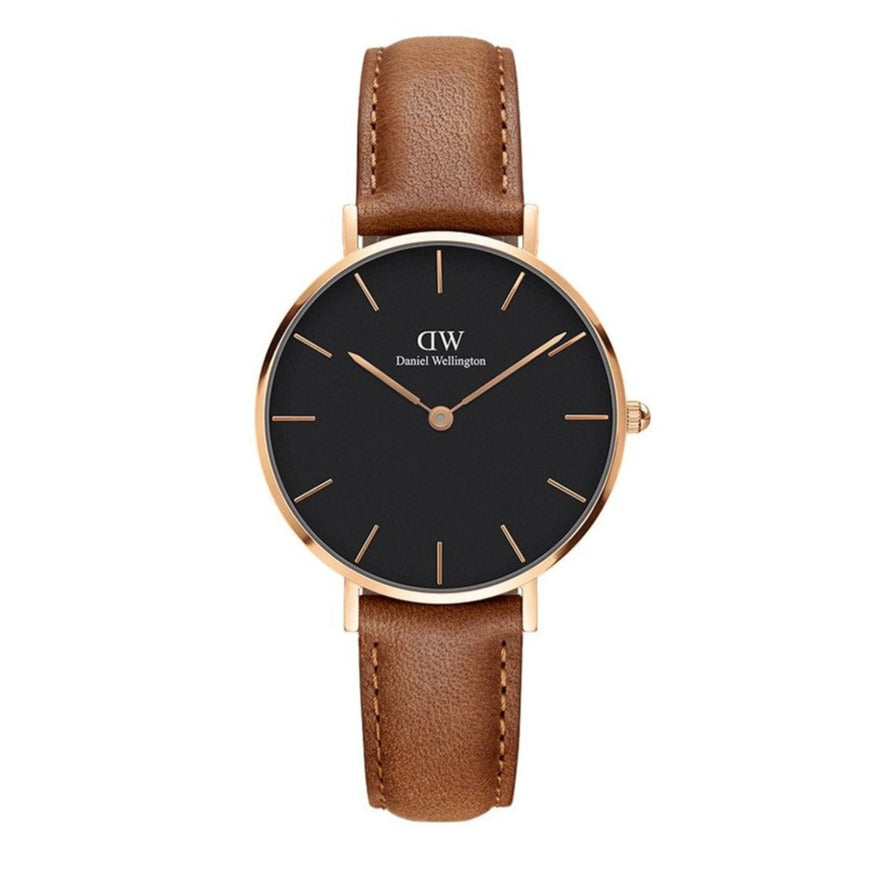  Shop Authentic Daniel Wellington Classic Petite Durham Black Dial Brown Leather Strap Watch For Women - DW00100166 - Luxxuri