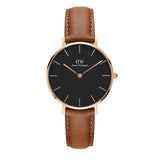  Shop Authentic Daniel Wellington Classic Petite Durham Black Dial Brown Leather Strap Watch For Women - DW00100166 - Luxxuri