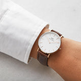  Shop Authentic Daniel Wellington Classic Bristol White Dial Brown Leather Strap Watch For Women - DW00100039 - Luxxuri