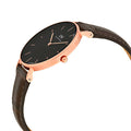  Shop Authentic Daniel Wellington Classic Petite York Black Dial Brown Leather Strap Watch For Women - DW00100170 - Luxxuri