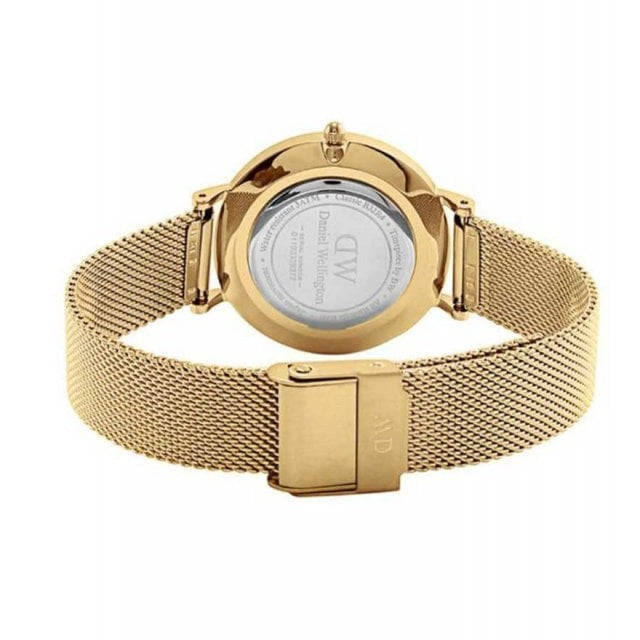  Shop Authentic Daniel Wellington Classic Petite Evergold Black Dial Gold Mesh Bracelet Watch For Women - DW00100349 - Luxxuri