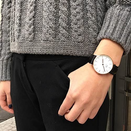  Shop Authentic Daniel Wellington Classic Sheffield White Dial Black Leather Strap Watch for Women - DW00100036 - Luxxuri