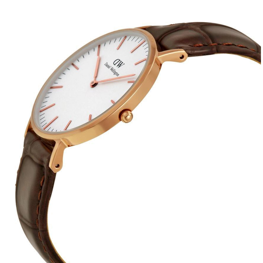  Shop Authentic Daniel Wellington Classic York White Dial Brown Leather Strap Watch For Women - DW00100038 - Luxxuri