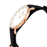  Shop Authentic Daniel Wellington Classic Cornwall White Dial Black Nylon Strap Watch For Women - DW00100259 - Luxxuri