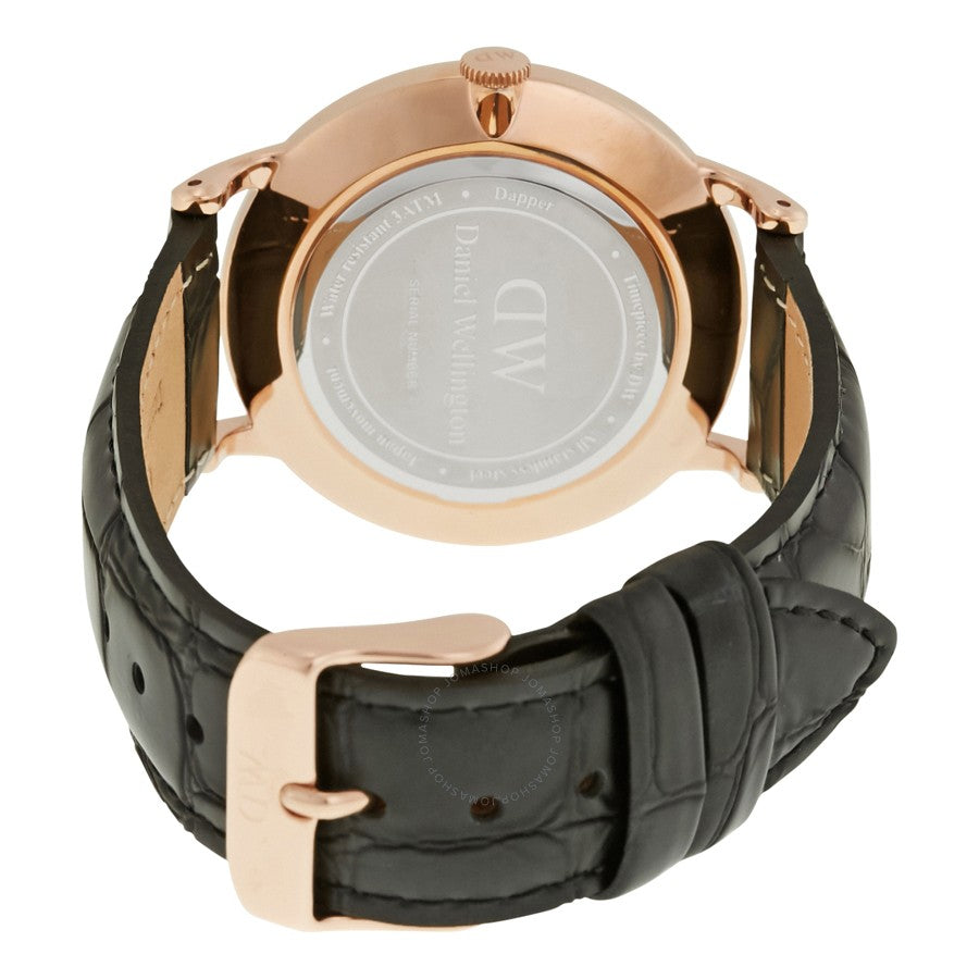 Daniel Wellington Dapper Reading White Dial Black Leather Strap Watch For Men - DW00100107