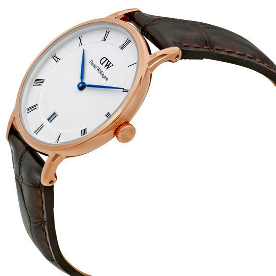  Shop Authentic Daniel Wellington Dapper York White Dial Brown Leather Strap Watch For Women - DW00100093 - Luxxuri