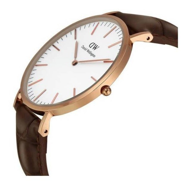  Shop Authentic Daniel Wellington Classic York White Dial Brown Leather Strap Watch For Men - DW00100011 - Luxxuri