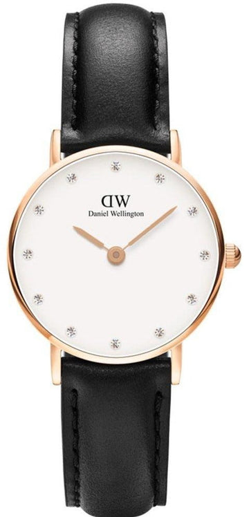  Shop Authentic Daniel Wellington Classy Sheffield White Dial Black Leather Strap Watch For Women - DW00100060 - Luxxuri