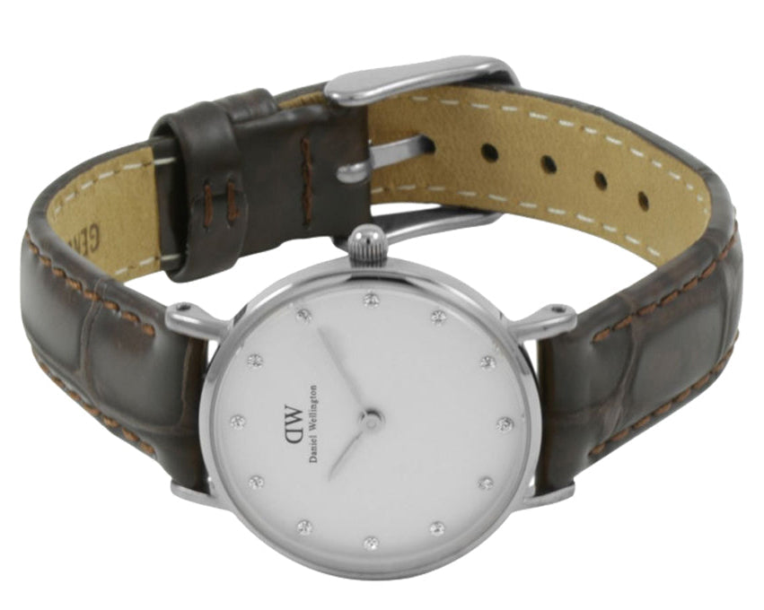  Shop Authentic Daniel Wellington York White Dial Brown Leather Strap Watch For Women - DW00100069 - Luxxuri