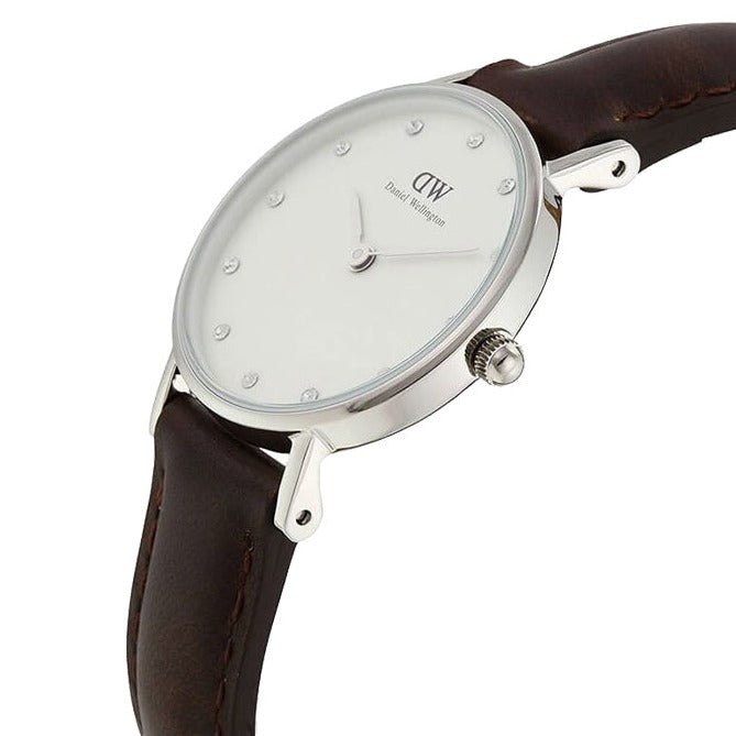  Shop Authentic Daniel Wellington Classy Bristol White Dial Brown Leather Strap Watch For Women - DW00100070 - Luxxuri