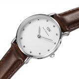  Shop Authentic Daniel Wellington Classy Bristol White Dial Brown Leather Strap Watch For Women - DW00100070 - Luxxuri