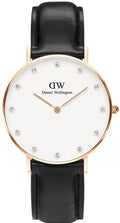  Shop Authentic Daniel Wellington Classic Sheffield White Dial Black Leather Strap Watch For Women - DW00100076 - Luxxuri