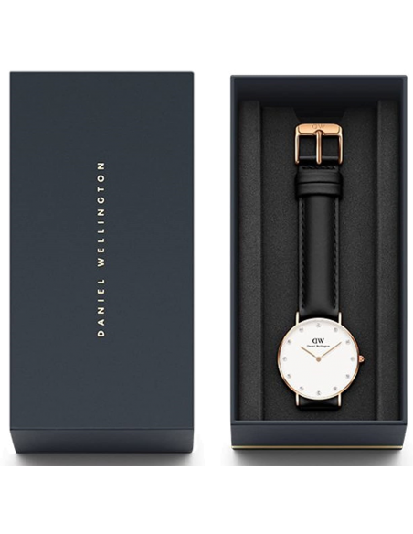  Shop Authentic Daniel Wellington Classic Petite Sheffield White Dial Black Leather Strap Watch For Women - DW00100230 - Luxxuri