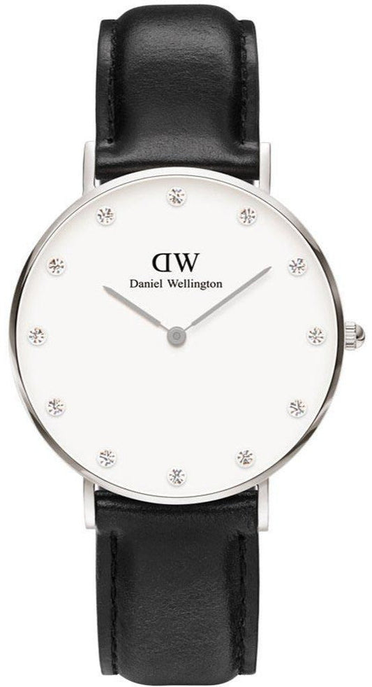 Shop Authentic Daniel Wellington Classy Sheffield White Dial Black Leather Strap Watch For Women - DW00100080 - Luxxuri