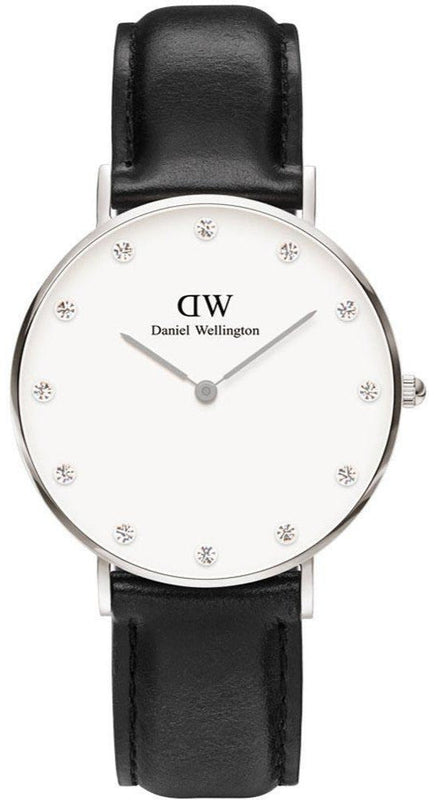  Shop Authentic Daniel Wellington Classy Sheffield White Dial Black Leather Strap Watch For Women - DW00100080 - Luxxuri