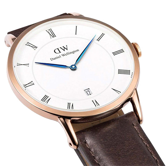 Shop Authentic Daniel Wellington Dapper York White Dial Brown Leather Strap Watch For Men - DW00100085 - Luxxuri