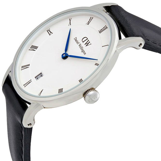  Shop Authentic Daniel Wellington Dapper Sheffield White Dial Black Leather Strap Watch For Women - DW00100096 - Luxxuri
