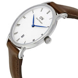  Shop Authentic Daniel Wellington Dapper Bristol White Dial Brown Leather Strap Watch For Women - DW00100098 - Luxxuri