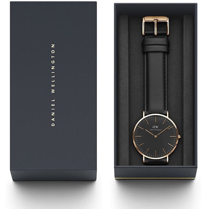  Shop Authentic Daniel Wellington Classic Sheffield Black Dial Black Leather Strap Watch For Men - DW00100127 - Luxxuri
