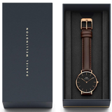  Shop Authentic Daniel Wellington Classic York Black Dial Brown Leather Strap Watch For Women - DW00100140 - Luxxuri