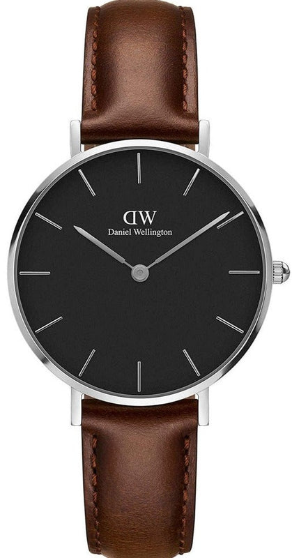  Shop Authentic Daniel Wellington Classic Petite Bristol Black Dial Brown Leather Strap Watch For Women - DW00100177 - Luxxuri