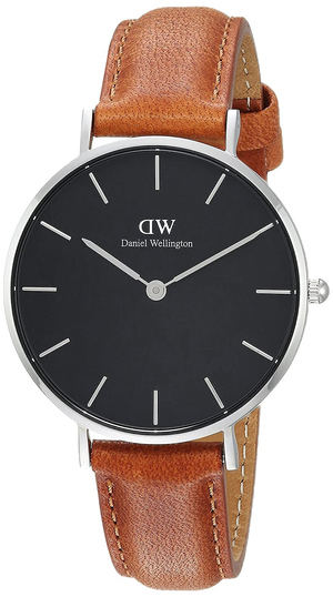  Shop Authentic Daniel Wellington Petite Sterling Black Dial Brown Leather Strap Watch For Women - DW00100178 - Luxxuri