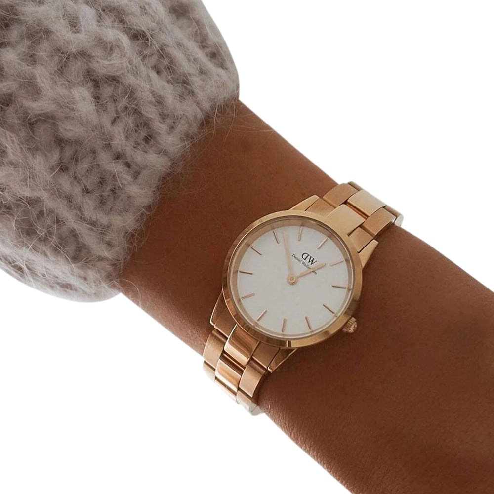  Shop Authentic Daniel Wellington Iconic Link White Dial Rose Gold Steel Strap Watch For Women - DW00100211 - Luxxuri