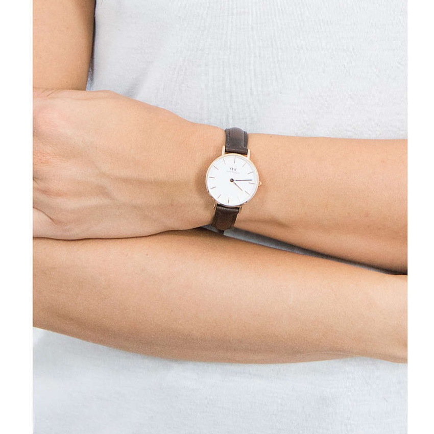  Shop Authentic Daniel Wellington Classic Petite Bristol White Dial Brown Leather Strap Watch For Women - DW00100227 - Luxxuri