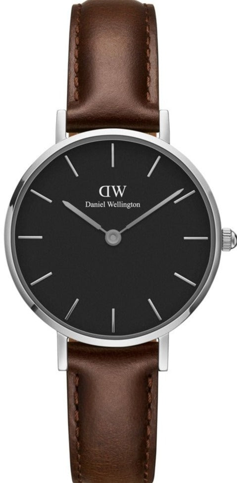  Shop Authentic Daniel Wellington Classic Petite Bristol Black Dial Brown Leather Strap Watch For Women - DW00100233 - Luxxuri
