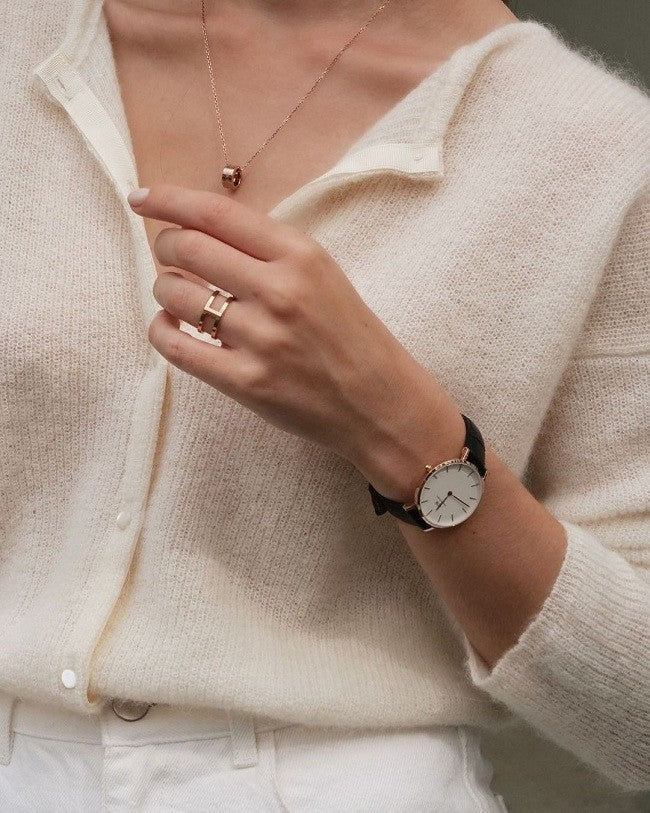  Shop Authentic Daniel Wellington Classic Petite Sheffield White Dial Black Leather Strap Watch For Women - DW00100242 - Luxxuri