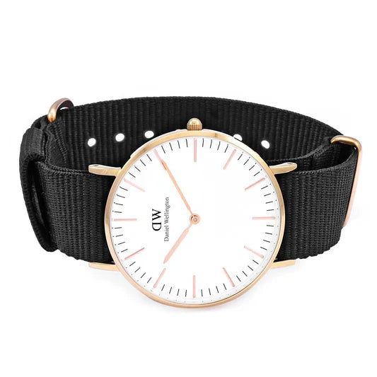  Shop Authentic Daniel Wellington Classic Cornwall White Dial Black Nylon Strap Watch For Men - DW00100257 - Luxxuri