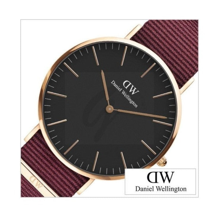  Shop Authentic Daniel Wellington Classic Roselyn Black Dial Maroon Nylon Strap Watch For Women - DW00100269 - Luxxuri