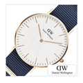  Shop Authentic Daniel Wellington Classic Bayswater White Dial Navy Blue NATO Strap Watch For Women - DW00100279 - Luxxuri