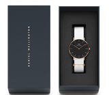  Shop Authentic Daniel Wellington Classic Dover Black Dial White Nylon Strap Watch For Women - DW00100310 - Luxxuri