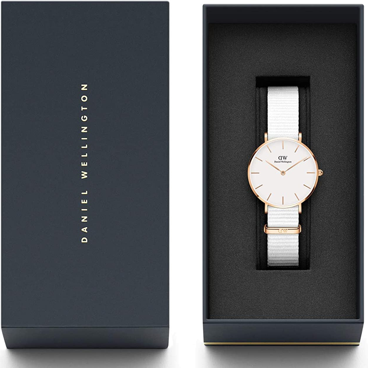  Shop Authentic Daniel Wellington Classic Petite Dover White Dial White Nylon Strap Watch For Women - DW00100311 - Luxxuri