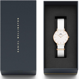  Shop Authentic Daniel Wellington Classic Petite Dover White Dial White Nylon Strap Watch For Women - DW00100311 - Luxxuri