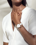  Shop Authentic Daniel Wellington Classic Petite Dover White Dial White Nylon Strap Watch For Women - DW00100313 - Luxxuri