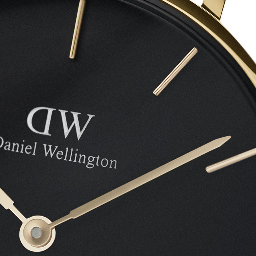 Shop Authentic Daniel Wellington Classic Petite Black Dial Gold Mesh Bracelet Watch For Women - DW00100347 - Luxxuri
