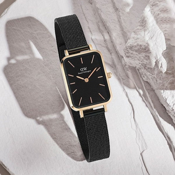  Shop Authentic Daniel Wellington Quadro Ashfield Black Dial Black Mesh Strap Watch For Women - DW00100433 - Luxxuri