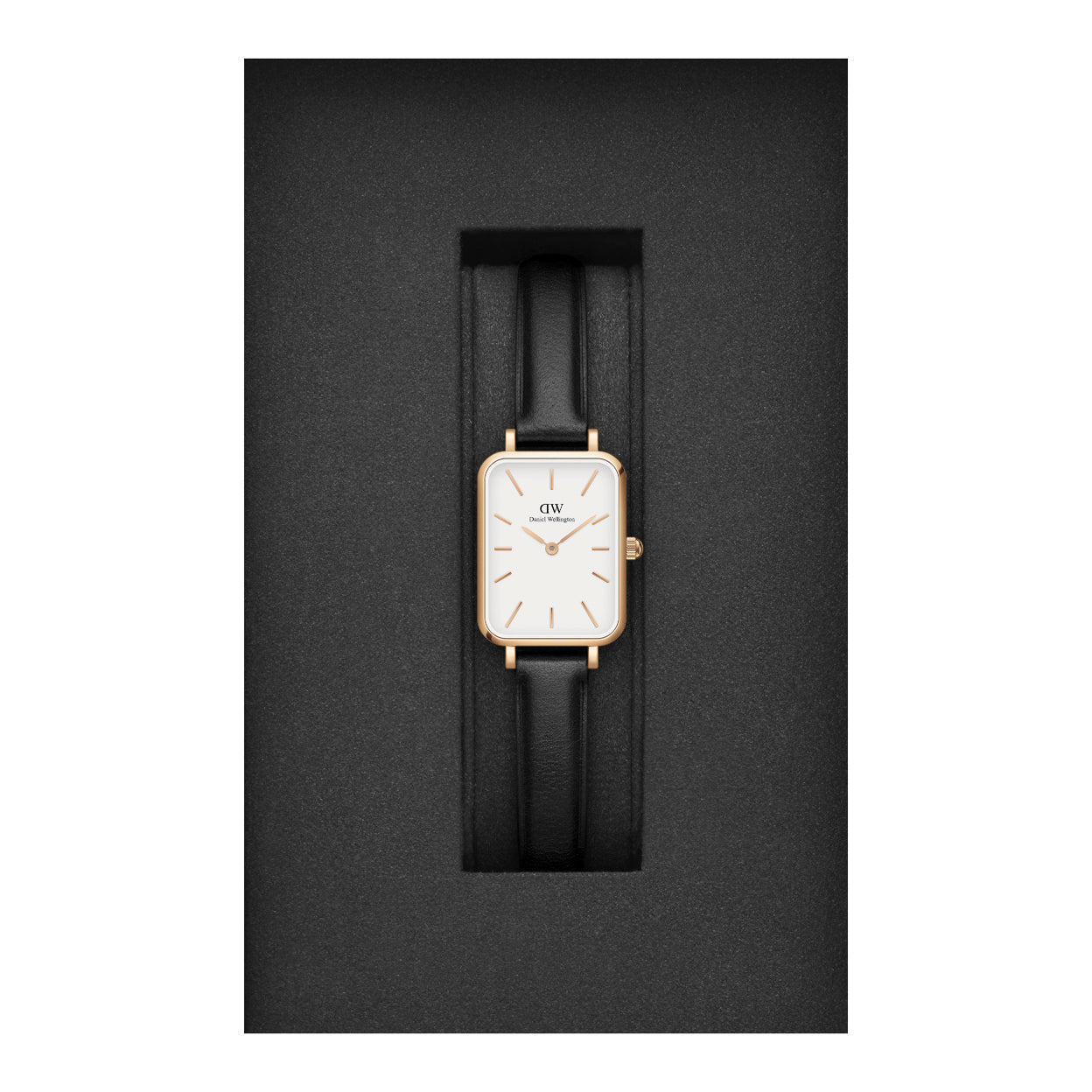 Shop Authentic Daniel Wellington Quadro White Dial Black Leather Strap Watch For Women - DW00100434 - Luxxuri