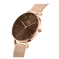  Shop Authentic Daniel Wellington Petite Melrose Brown Dial Rose Gold Mesh Strap Watch For Women - DW00100477 - Luxxuri