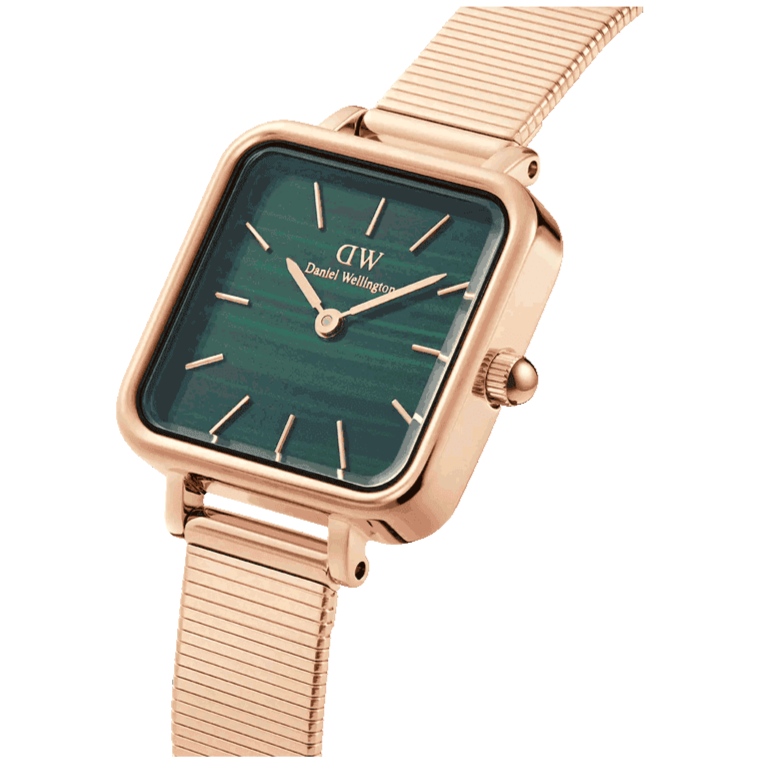  Shop Authentic Daniel Wellington Quadro Studio Green Dial Rose Gold Mesh Strap Watch For Women - DW00100520 - Luxxuri