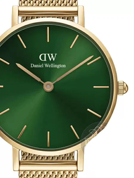 Shop Authentic Daniel Wellington Petite Emerald Green Dial Gold Mesh Strap Watch For Women - DW00100479 - Luxxuri