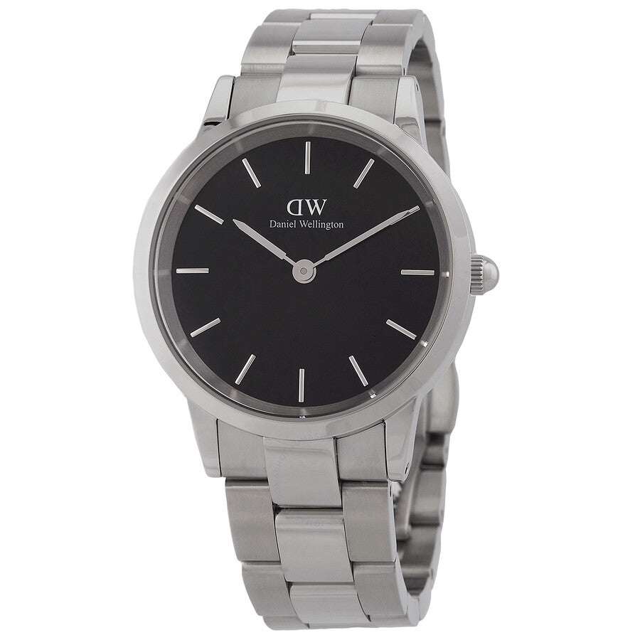  Shop Authentic Daniel Wellington Iconic Link Black Dial Silver Steel Strap Watch for Women - DW00100204 - Luxxuri
