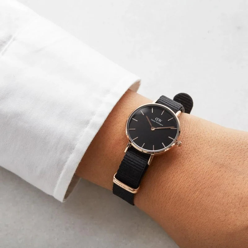  Shop Authentic Daniel Wellington Petite Cornwall Black Dial Black Nylon Strap Watch for Women - DW00100247 - Luxxuri